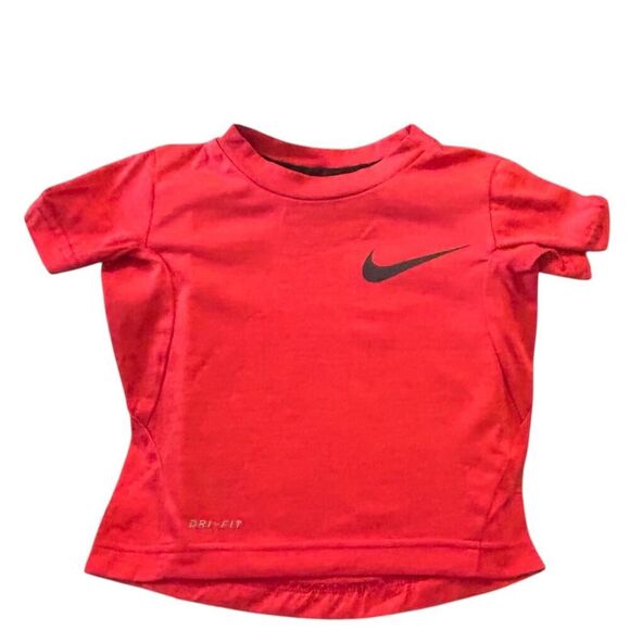 Nike Dri-FIT Toddler Activewear Top Red Short Sleeve Swoosh Logo - Picture 1 of 3